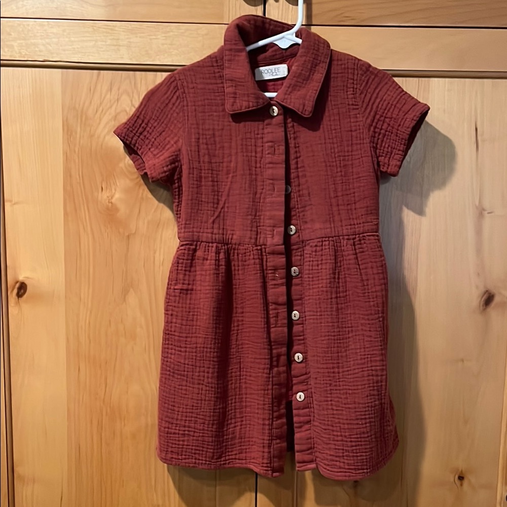 Kids Maroon Button-Up Dress